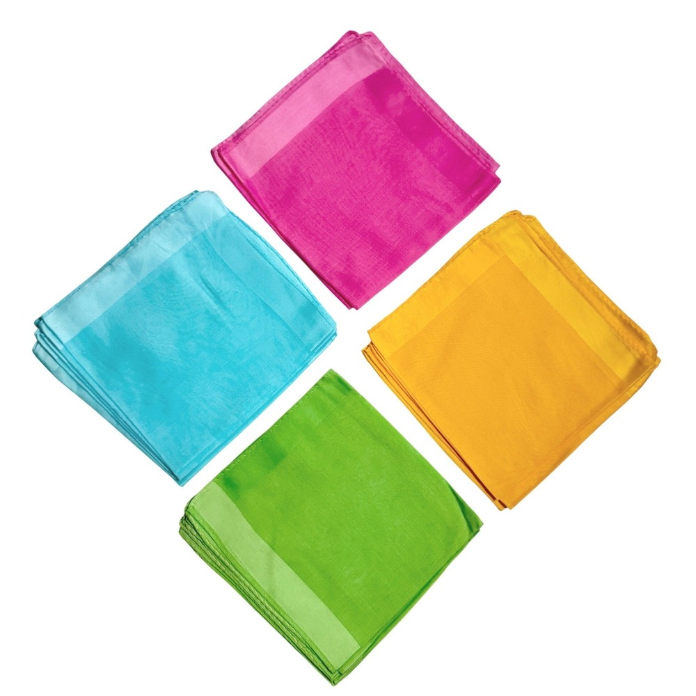 Vintage Cloth Napkin Set of 16 Colorful Party Solid Pink Yellow Blue Green 14"